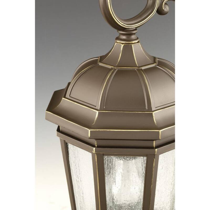 Colección de iluminación Verdae de Progress Lighting, 1 luz de pared mediana para exteriores en bronce antiguo con vidrio transparente sembrado estilo tradicional - P560015-020.