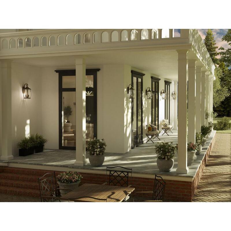 Colección de iluminación Progress Township 2-Light Oil Rubbed Bronze Clear Beveled Glass New Traditional Outdoor Medium Wall Lantern Light - P5693-108
