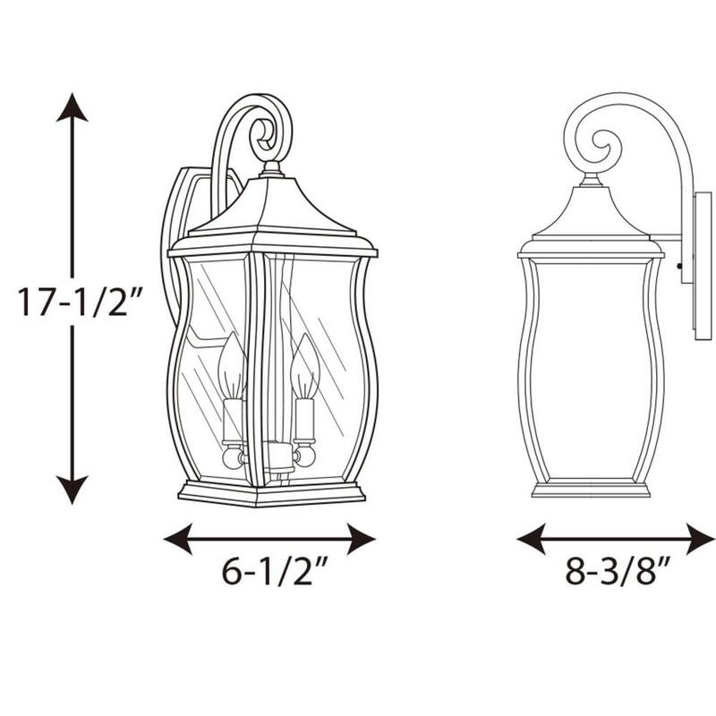 Colección de iluminación Progress Township 2-Light Oil Rubbed Bronze Clear Beveled Glass New Traditional Outdoor Medium Wall Lantern Light - P5693-108