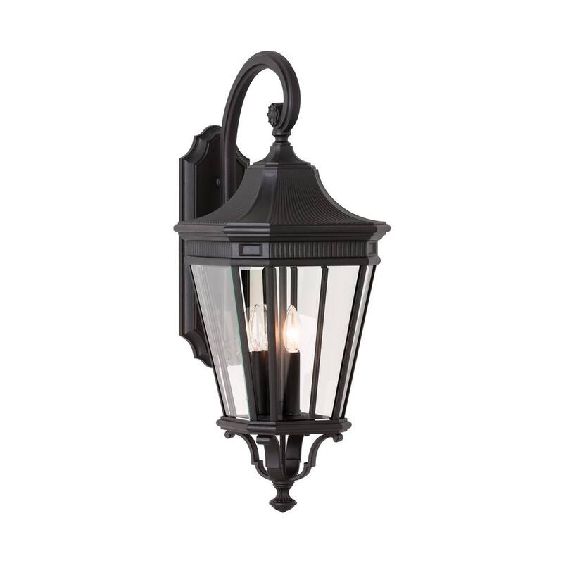 Lámpara de pared de 3 luces para exteriores en negro de 30 pulgadas Generation Lighting Cotswold Lane - OL5404BK.