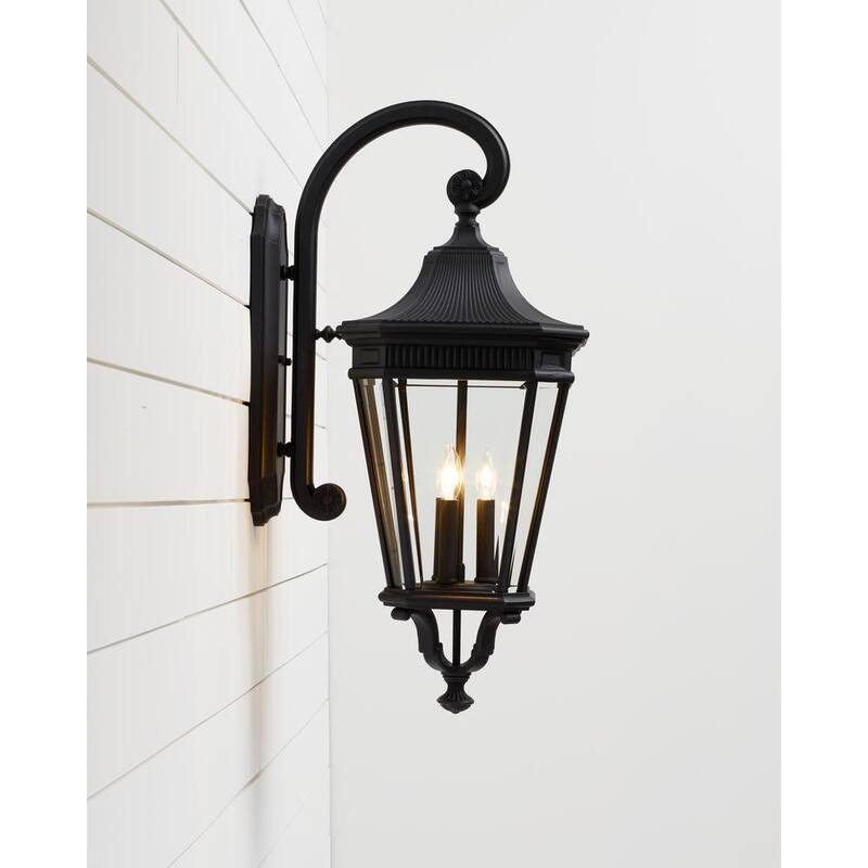 Lámpara de pared de 3 luces para exteriores en negro de 30 pulgadas Generation Lighting Cotswold Lane - OL5404BK.
