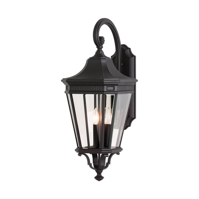 Lámpara de pared de 3 luces para exteriores en negro de 30 pulgadas Generation Lighting Cotswold Lane - OL5404BK.