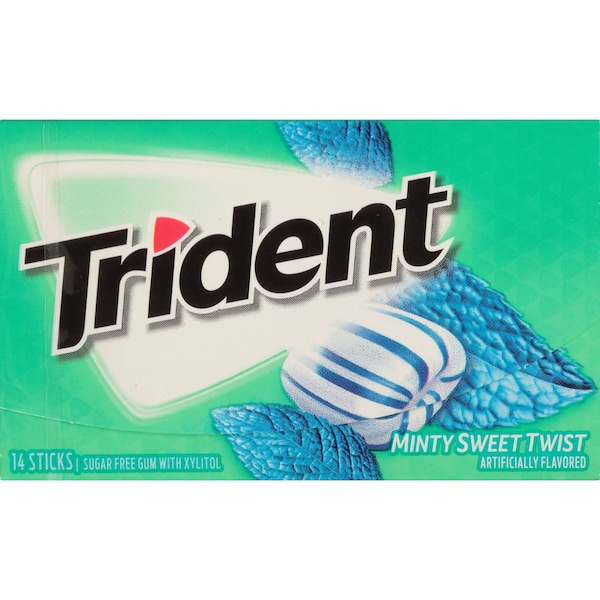 Chicle Trident Sugar Free Sweet Twist Sabor Menta 14 Piezas, Paquete de 144 - 01155