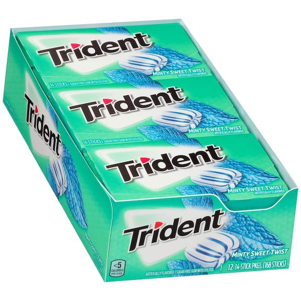 Chicle Trident Sugar Free Sweet Twist Sabor Menta 14 Piezas, Paquete de 144 - 01155