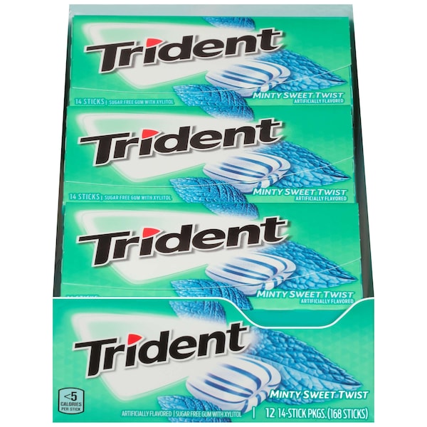 Chicle Trident Sugar Free Sweet Twist Sabor Menta 14 Piezas, Paquete de 144 - 01155