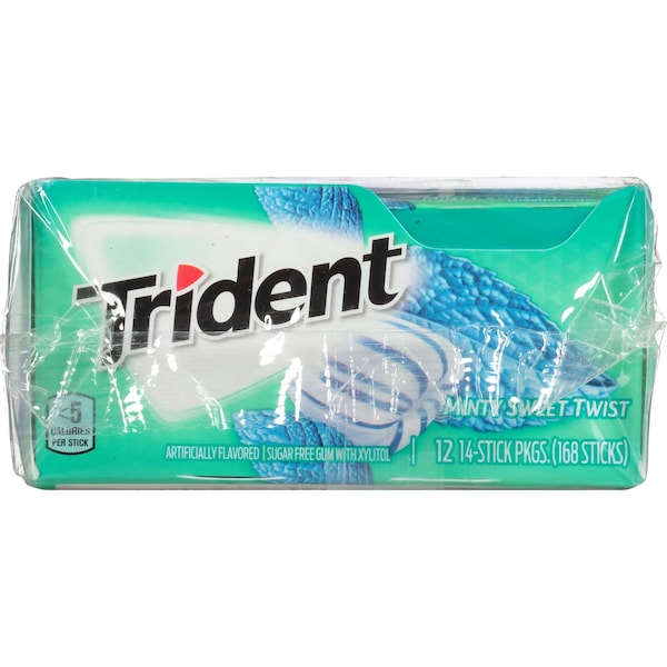 Chicle Trident Sugar Free Sweet Twist Sabor Menta 14 Piezas, Paquete de 144 - 01155