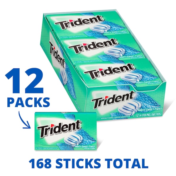 Chicle Trident Sugar Free Sweet Twist Sabor Menta 14 Piezas, Paquete de 144 - 01155