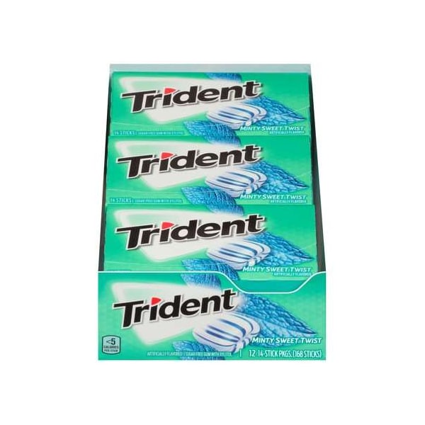 Chicle Trident Sugar Free Sweet Twist Sabor Menta 14 Piezas, Paquete de 144 - 01155