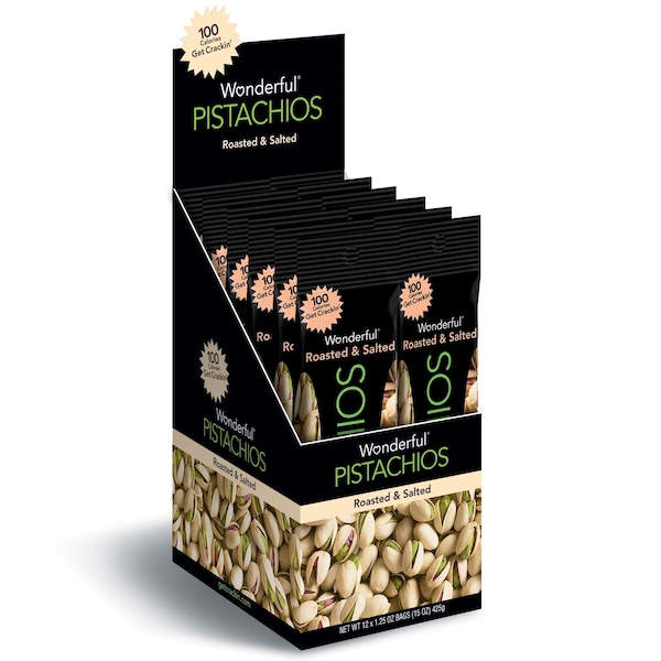 Maravillosos Pistaches Tostados y Salados en Tubo de Pistache 1.25 oz., PK120 - 072142A25SA