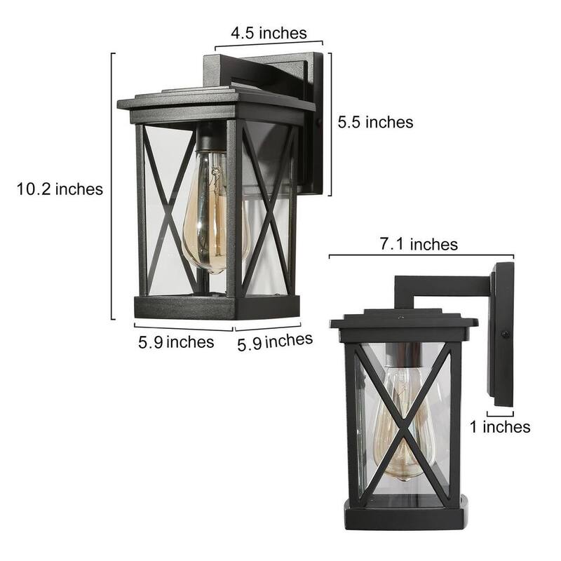 Farol de Pared Rectangular Negro Moderno LNC para Exterior con 1 Luz y Pantalla de Cristal Transparente, Conexión Dura para Patio/Veranda - YVJVYYHD14751Q8