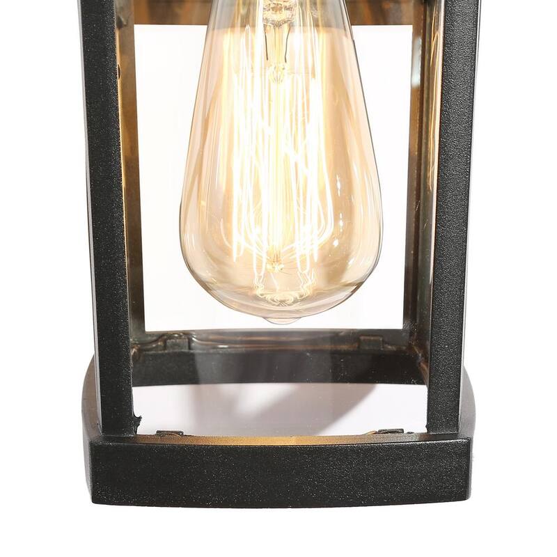Farol de Pared Rectangular Negro Moderno LNC para Exterior con 1 Luz y Pantalla de Cristal Transparente, Conexión Dura para Patio/Veranda - YVJVYYHD14751Q8