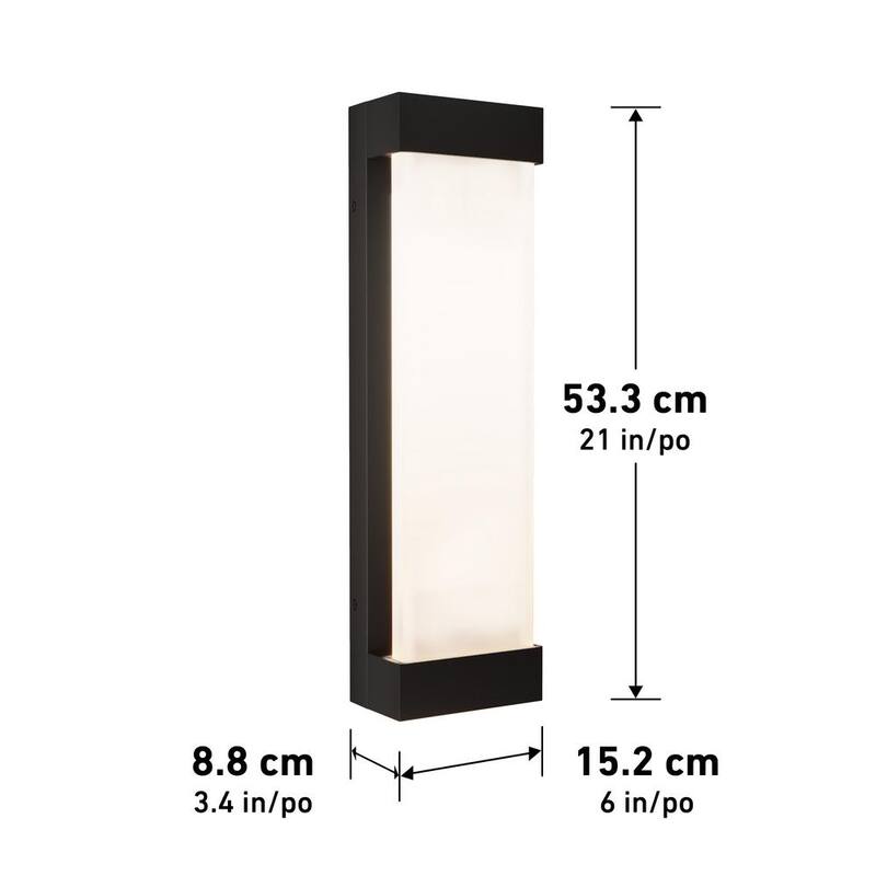 Luminaria de pared tipo linterna grande y moderna para exteriores, de LED integrado, en negro glaciar, para garaje y porche con conexión eléctrica fija - 17OUT-GL-PMB