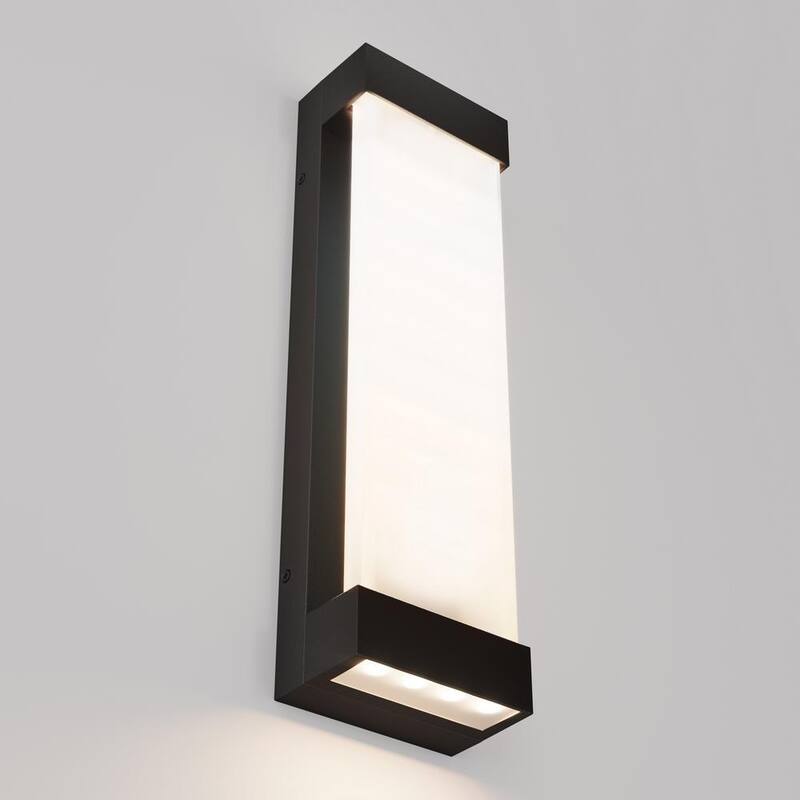 Luminaria de pared tipo linterna grande y moderna para exteriores, de LED integrado, en negro glaciar, para garaje y porche con conexión eléctrica fija - 17OUT-GL-PMB