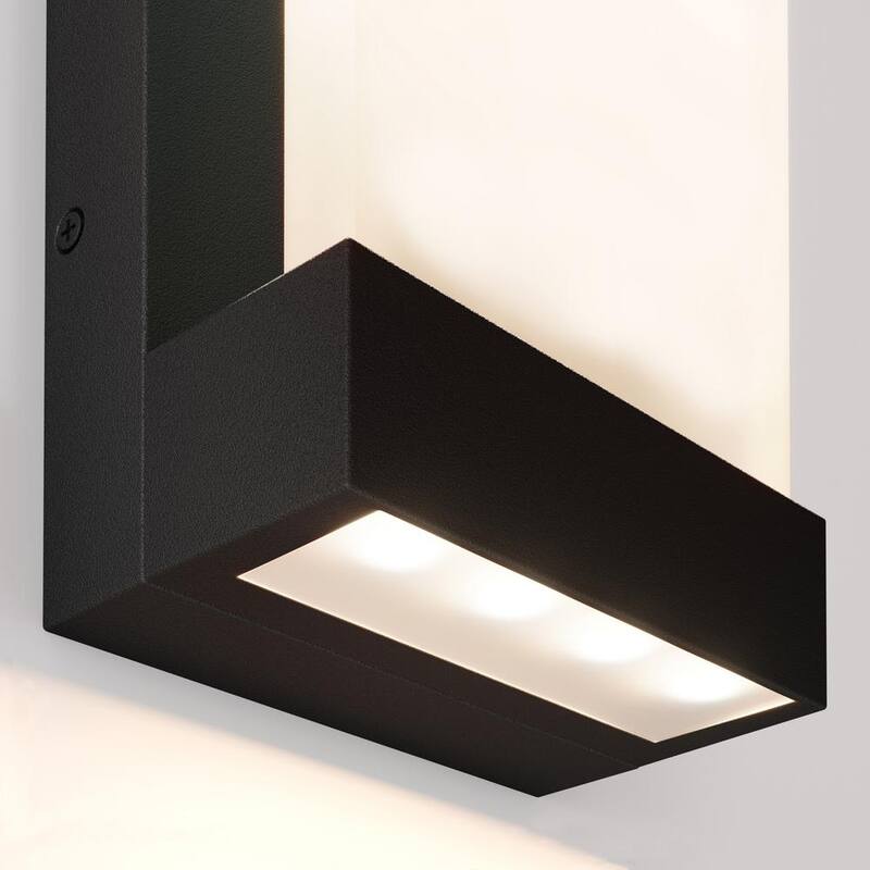 Luminaria de pared tipo linterna grande y moderna para exteriores, de LED integrado, en negro glaciar, para garaje y porche con conexión eléctrica fija - 17OUT-GL-PMB