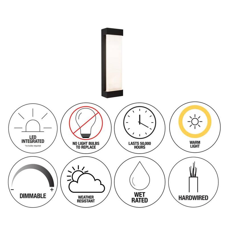 Luminaria de pared tipo linterna grande y moderna para exteriores, de LED integrado, en negro glaciar, para garaje y porche con conexión eléctrica fija - 17OUT-GL-PMB