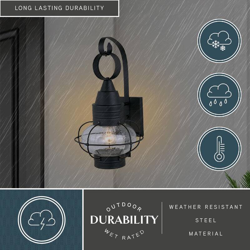 Linterna de pared exterior costera VAXCEL Chatham 1 Light Black con vidrio transparente - OW21891TB