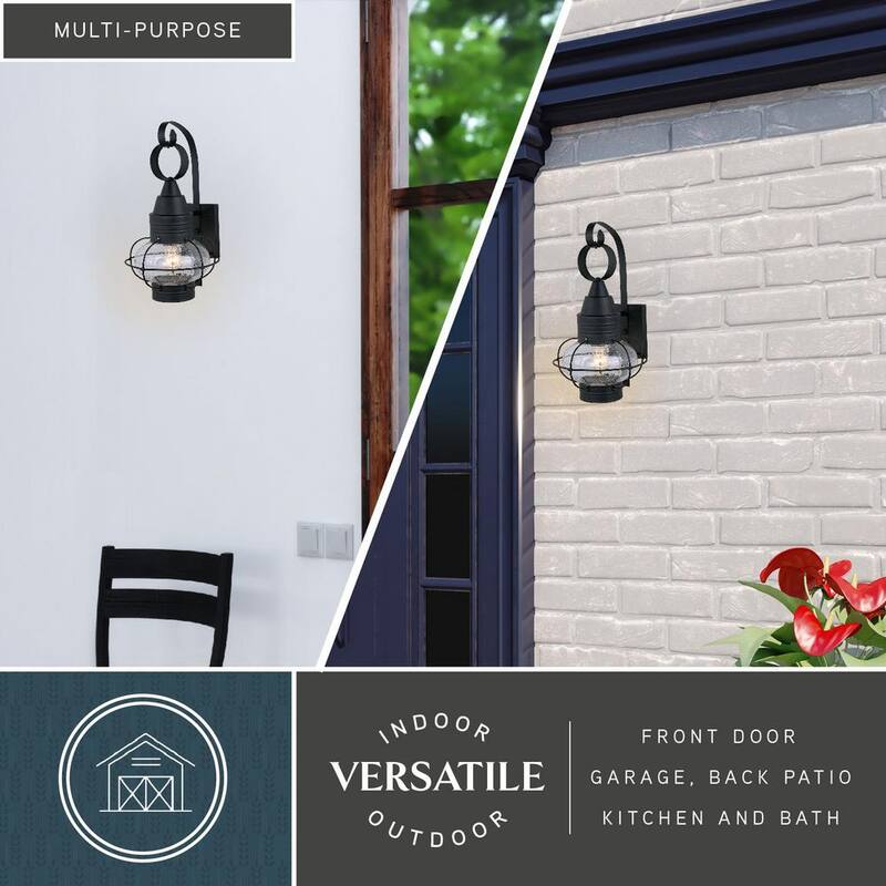 Linterna de pared exterior costera VAXCEL Chatham 1 Light Black con vidrio transparente - OW21891TB
