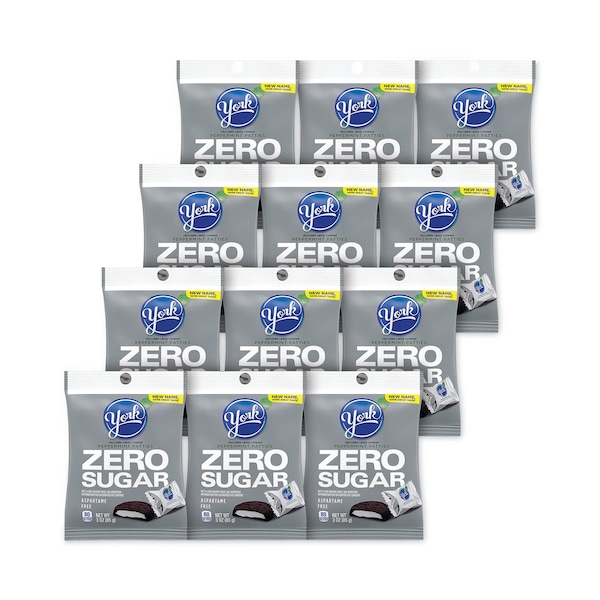 Paquete de 12 bolsas de 3 oz de York Sugar Free Peppermint Pattie - 4911