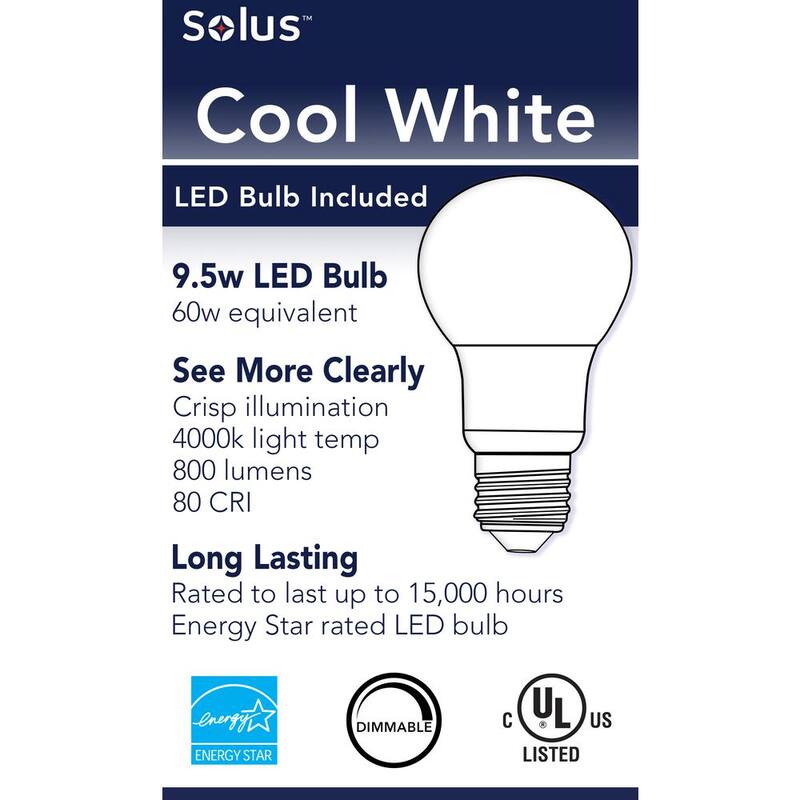 Aplique de pared exterior SOLUS Nautical de 1 luz blanco 4000K con tecnología LED ENERGY STAR y lente acrílica prismática blanca resistente - SPC75VL-LE26C-W