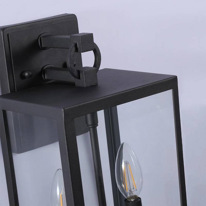 Linterna de Pared de Exterior de Metal Negro de Cedar Hill de 14 pulgadas (Set de 2) - 126102