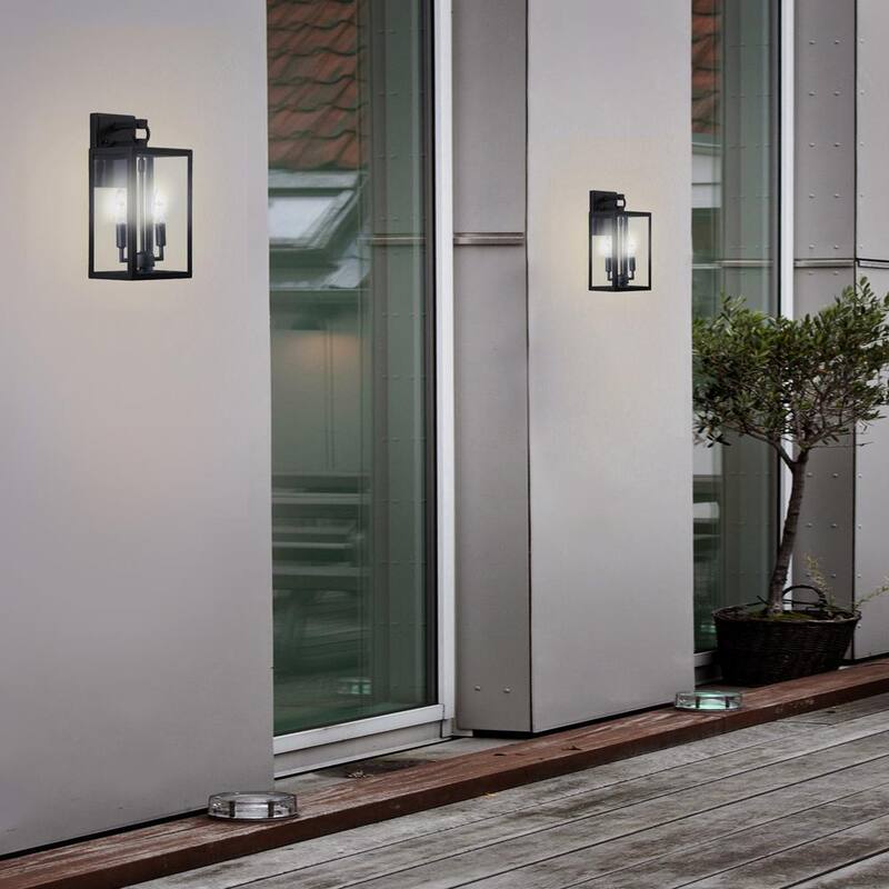 Linterna de Pared de Exterior de Metal Negro de Cedar Hill de 14 pulgadas (Set de 2) - 126102