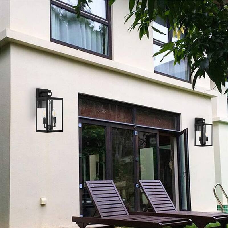Linterna de Pared de Exterior de Metal Negro de Cedar Hill de 14 pulgadas (Set de 2) - 126102