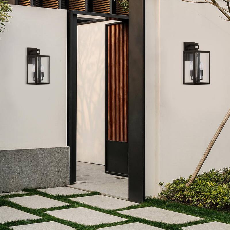 Linterna de Pared de Exterior de Metal Negro de Cedar Hill de 14 pulgadas (Set de 2) - 126102