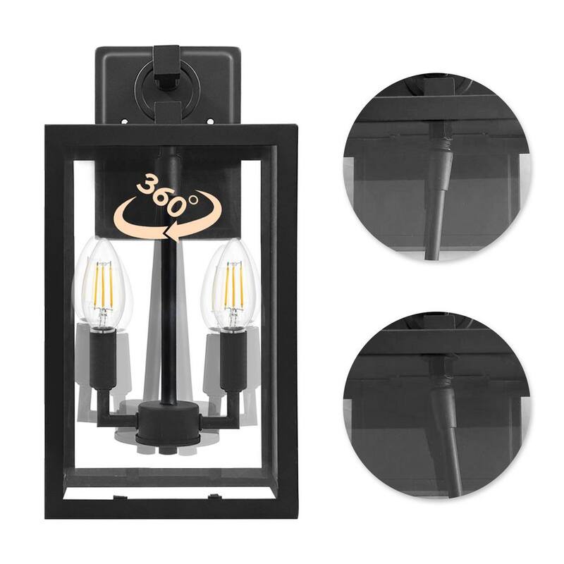 Linterna de Pared de Exterior de Metal Negro de Cedar Hill de 14 pulgadas (Set de 2) - 126102