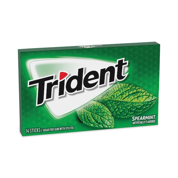 Chicle Trident SugarFree, Sabor Hierbabuena, 14 piezas, paquete con 12, 12 paquetes - 131109