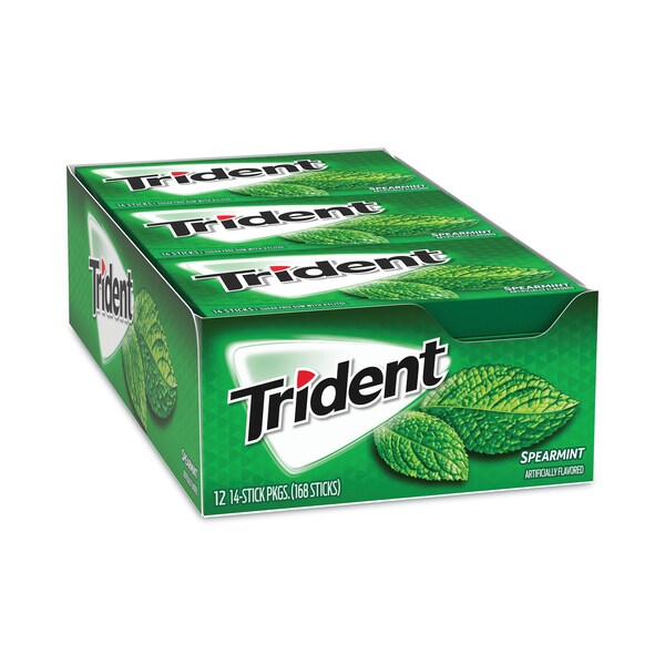 Chicle Trident SugarFree, Sabor Hierbabuena, 14 piezas, paquete con 12, 12 paquetes - 131109