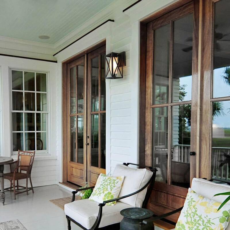 Lámpara de Pared Exterior Negra Moderna de Granja de 1 Luz con Vidrio Esmerilado para Patio y Porche - NYBMRYHD13500E6