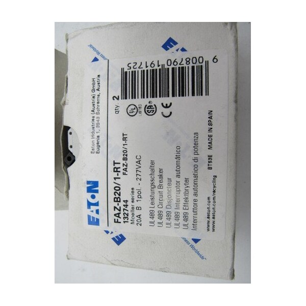 Moeller MINIATURE BKR 1P 20A B CURVE RING TERM - FAZ-B20/1-RT