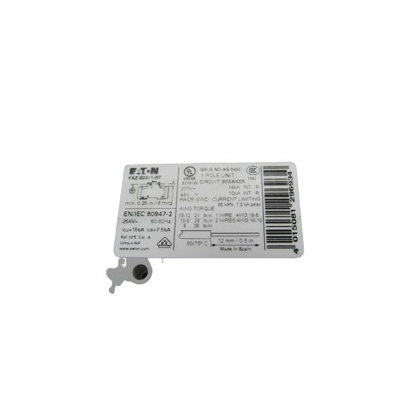 Moeller MINIATURE BKR 1P 20A B CURVE RING TERM - FAZ-B20/1-RT