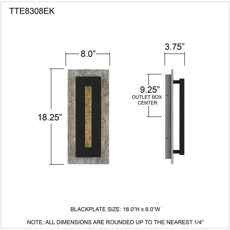 Lámpara de Pared de Exterior LED Quoizel Tate 8 pulgadas en Negro Tierra - TTE8308EK