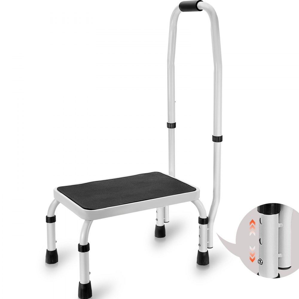 VEVOR Step Stool 1-Step 330lbs Capacity, 3 Adjustable Height with Handle Steel Step Ladder, Portable Toddler Step Stools for Adults, Non-Slip Sturdy Step Ladders for Office, RVs, Pets - JYTDGYBDFSFGRM69CV0