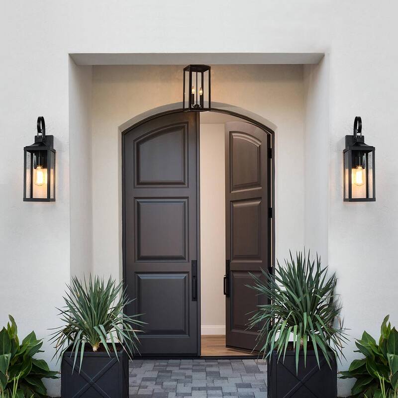 Luminaria de pared para exteriores TRUE FINE Jefferson de 19.3 pulgadas con 1 luz en color negro - TD40024OT