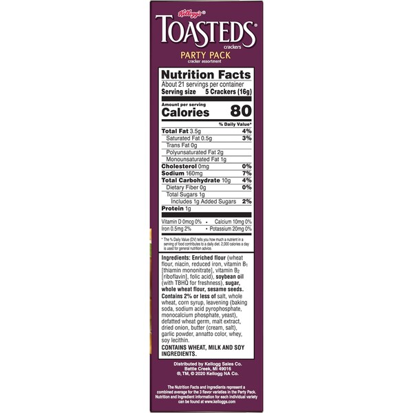 Paquete de fiesta Toasted Medley Crackers de Keebler Keebler 12 oz. Pack, PK12 - 3010026351