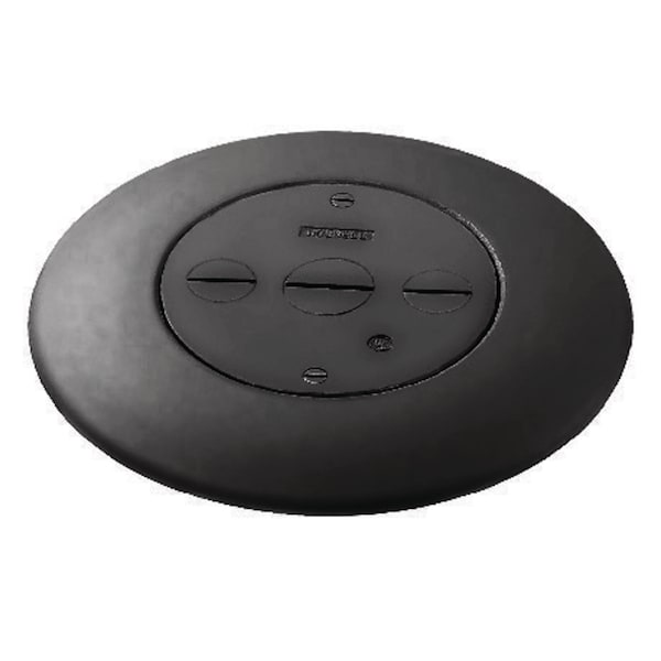 Hubbell Wiring Device-Kellems Electrical Box Cover, Round, Aluminum, Furniture Feed Cover - FRF3BK