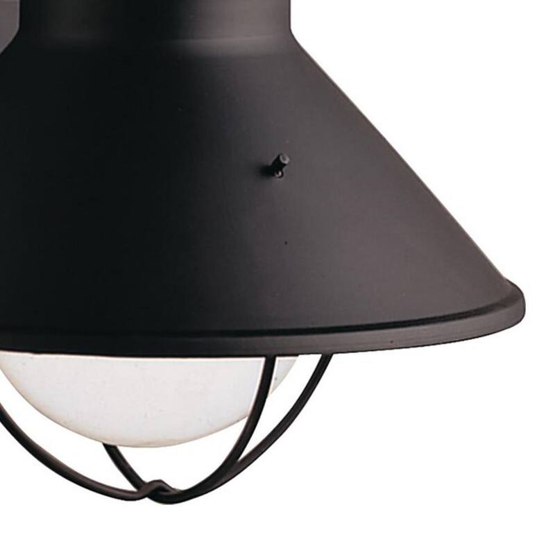KICHLER Seaside 14.25 in. 1-Luz Negro Exterior de Granero con Cableado Duro, Aplique de Pared sin Bombillas Incluidas (Paquete de 1) - 9023BK