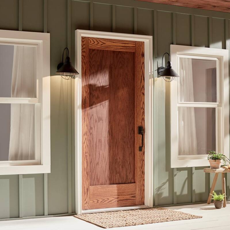 KICHLER Seaside 14.25 in. 1-Luz Negro Exterior de Granero con Cableado Duro, Aplique de Pared sin Bombillas Incluidas (Paquete de 1) - 9023BK