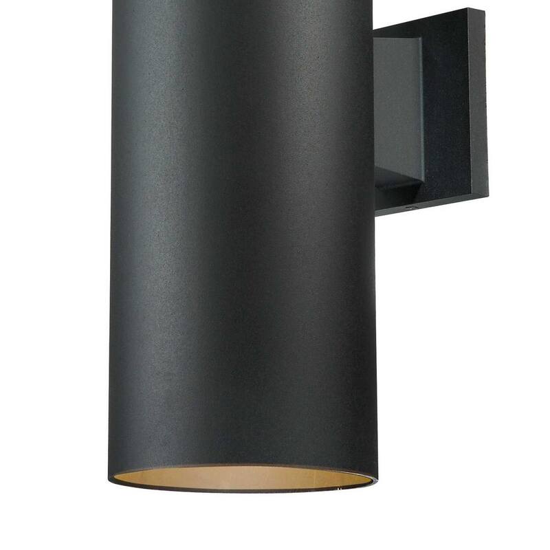 Iluminación de Volumen Grande de 2 luces, Farol de Luz para Pared Interior/Exterior Integrado de Aluminio Negro con LED - Aplique de Luz Cilíndrico para Montaje en Pared - V9646-5
