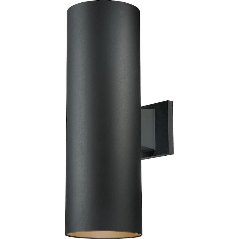 Iluminación de Volumen Grande de 2 luces, Farol de Luz para Pared Interior/Exterior Integrado de Aluminio Negro con LED - Aplique de Luz Cilíndrico para Montaje en Pared - V9646-5