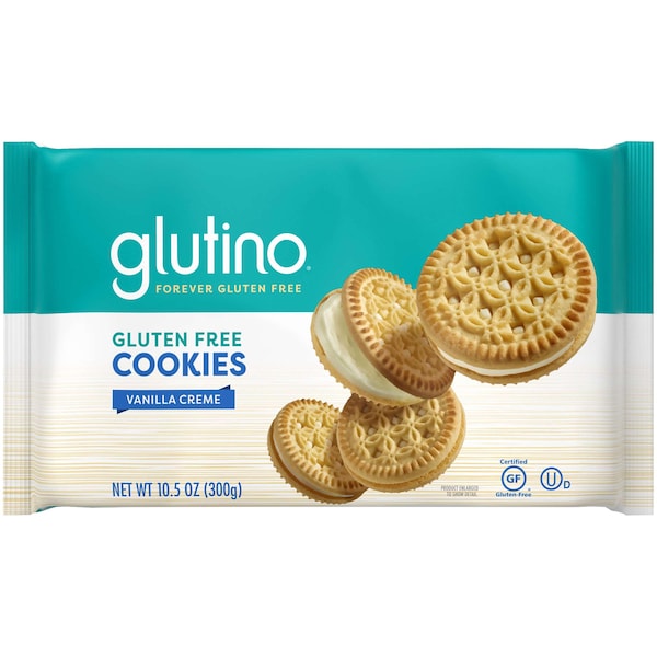 Galletas de Crema de Vainilla sin Gluten Glutino en caja de 10.5 oz, paquete de 12 - 7852307031