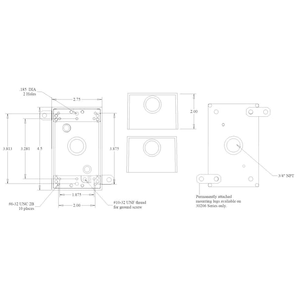 Mulberry Electrical Box, 19 cu in, Outlet Box Type, 1 Gang, Aluminum, Rectangular Shape - 30206W