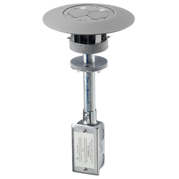 Hubbell Wiring Device-Kellems Complete Unit With 20A IG Duplex, (2) 1/2" Diameter Holes for Low Voltage Wiring, Gray - PT7IGFSDGYA