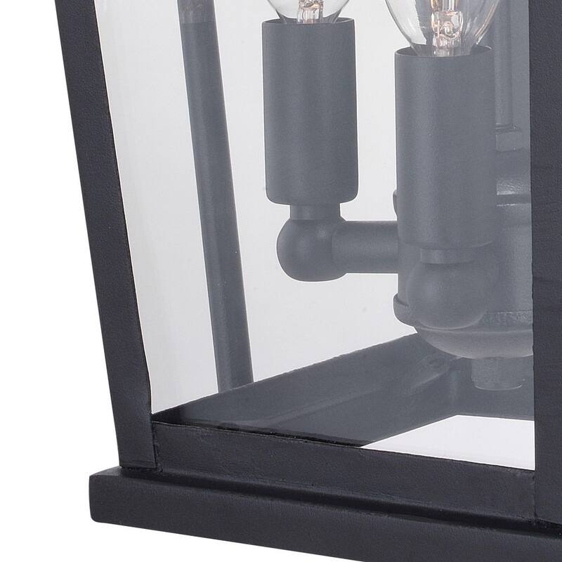 Lámpara de pared exterior VAXCEL Lexington de 3 luces con sensor de anochecer a amanecer, color negro, vidrio transparente - T0539