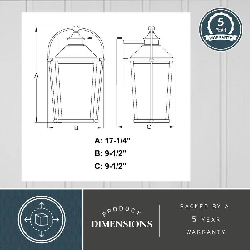 Lámpara de pared exterior VAXCEL Lexington de 3 luces con sensor de anochecer a amanecer, color negro, vidrio transparente - T0539