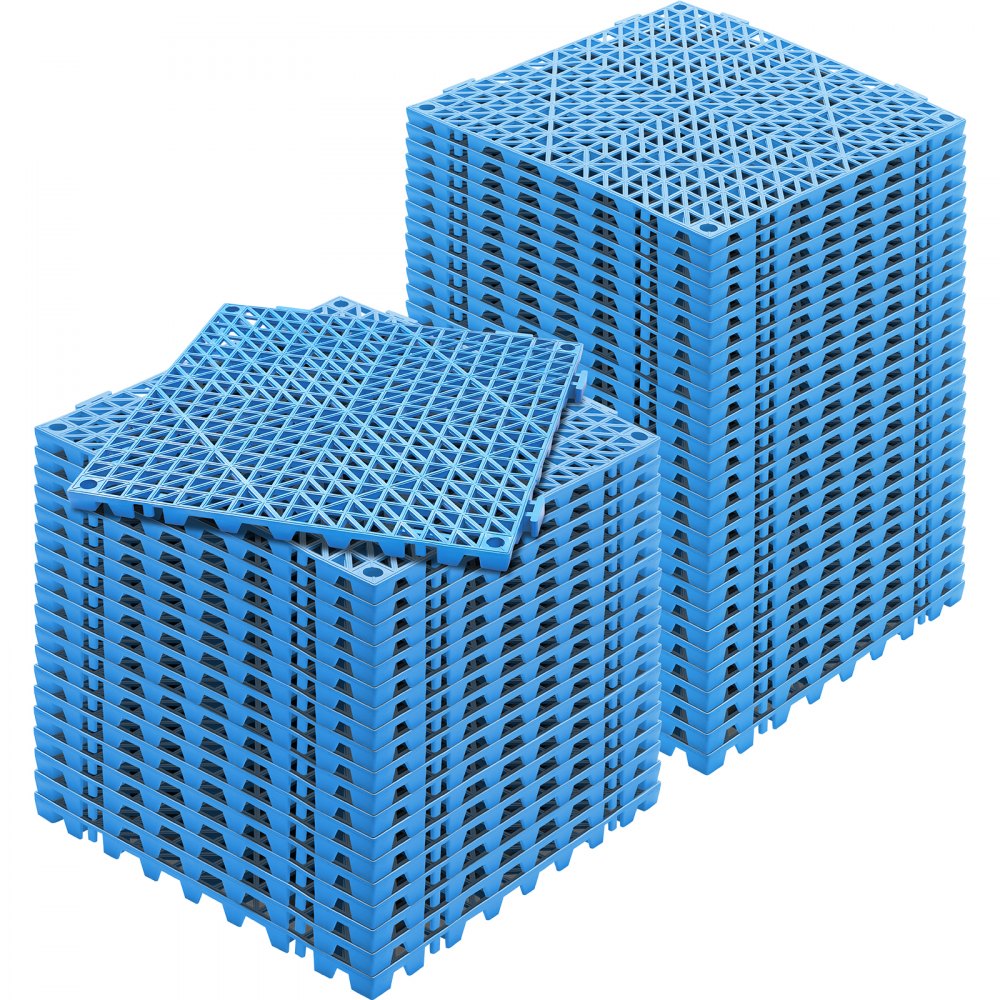 VEVOR Interlocking Tile 50PCS Blue, Drainage Tiles 12" x 12" Splicing, Soft PVC Interlocking Drainage Floor Tiles, Non-Slip Drainage Holes for Restroom, Bathroom, Kitchen, Pool, Wet Areas - HZXSJDD1212YAA9J2V0