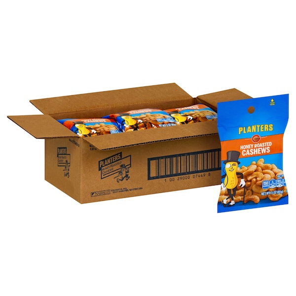 Planters Honey Roasted Cashews Bolsa de 3 oz., paquete de 12 - 07449