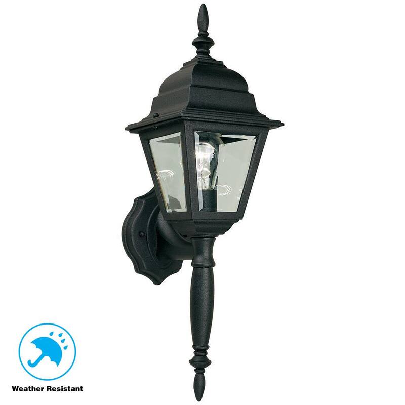 Aplique Hammed Bay 19.75 pulgadas. Negro 1 luz de exterior de línea de voltaje Aplique de pared sin lámpara incluida - HB7023P-05